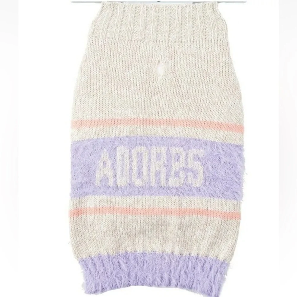 NWT dog sweater ADORBS Medium up to 40 lbs pet lavender beige